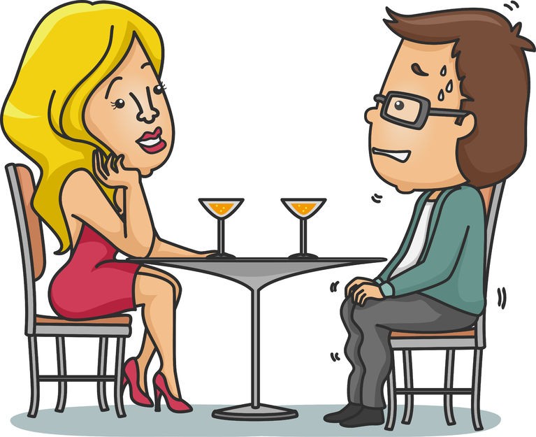 48026176 - illustration of a man sweating nervously on his first date