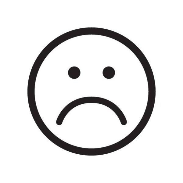 Sad face icon. Unhappy face symbol. Flat stile. Black and white vector illustration.