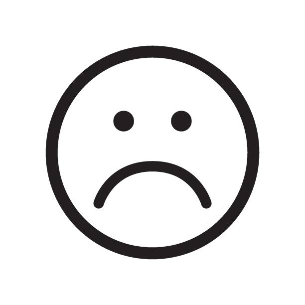 Sad face icon. Unhappy face symbol. Flat stile. Black and white vector illustration.